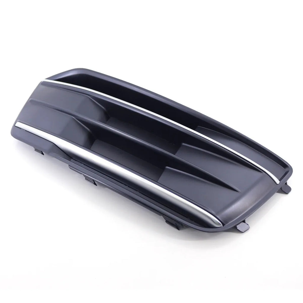 Black ABS front bumper lower grille for Audi Q5 2018-2022 models showing left and right fog light frames