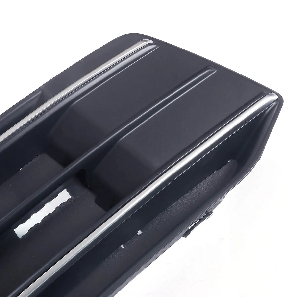 Black ABS front bumper lower grille for Audi Q5 2018-2022 models showing left and right fog light frames