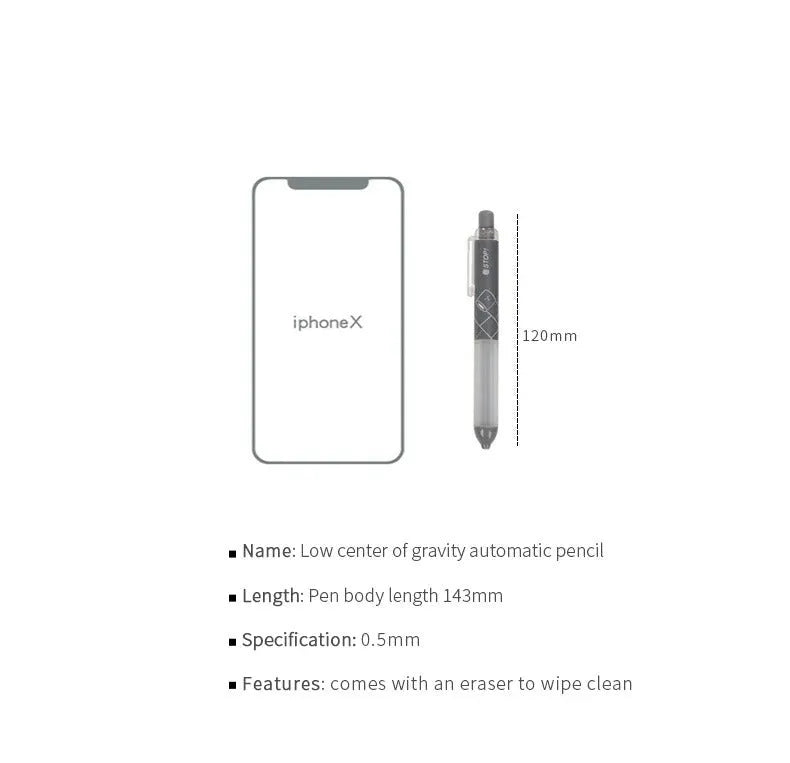 0.5mm automatic pencil with cloud grip in black or white colour options