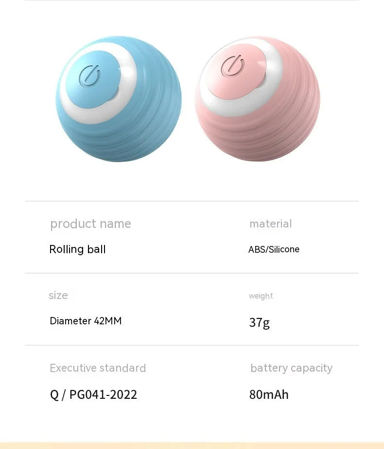 Blue rechargeable automatic moving cat toy ball with silicone construction