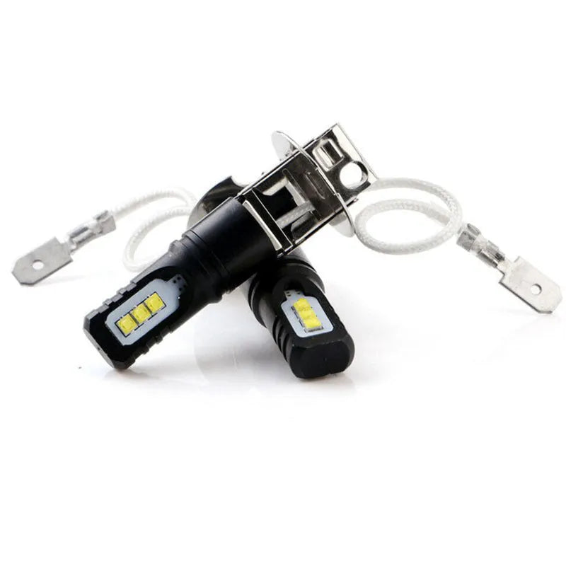 Aluminium alloy car fog light bulb in H1 and H3 formats with white light.