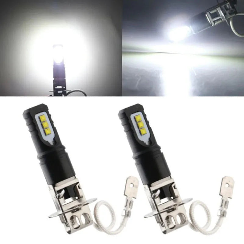 Aluminium alloy car fog light bulb in H1 and H3 formats with white light.