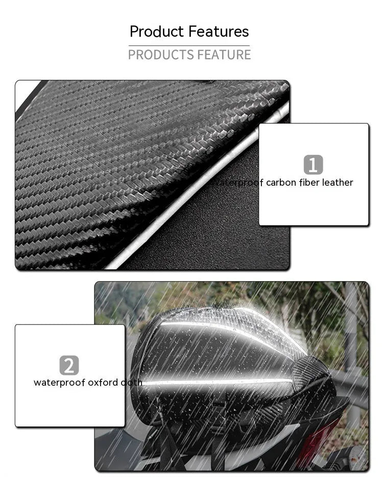 Black waterproof motorcycle seat bag with reflective strips, measuring 30x28x21cm with convertible crossbody strap