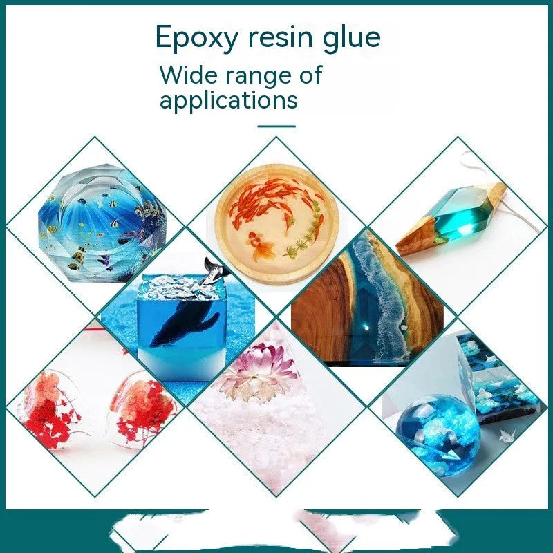 1kg bottle of crystal clear epoxy resin glue for DIY crafts, ornaments, and ashtrays.