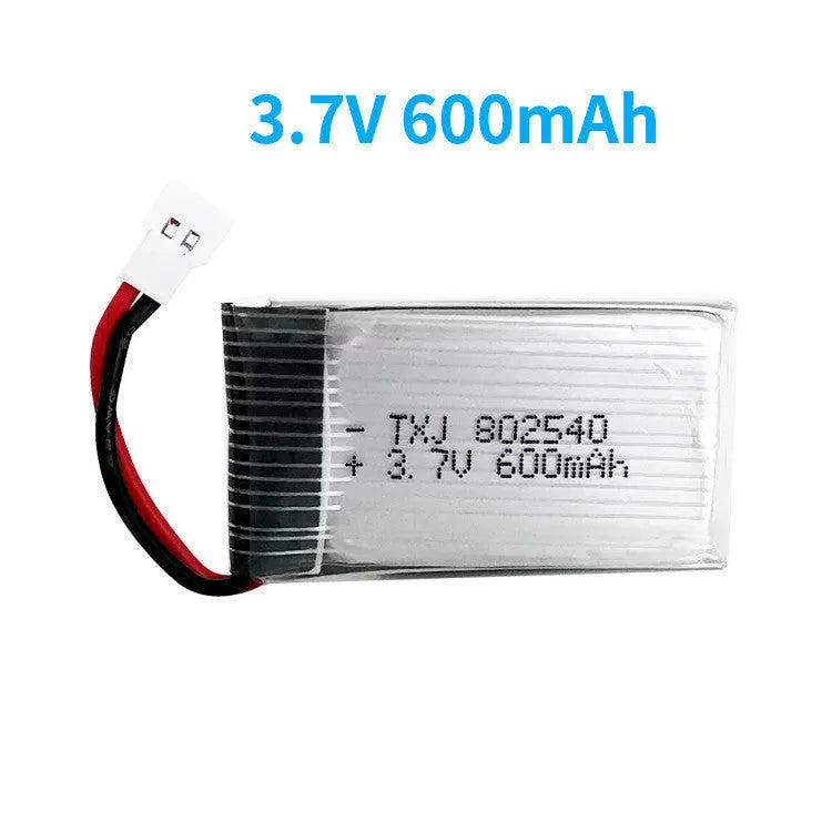 37V 600mAh lithium polymer UAV battery with small white head plug and output board, dimensions 45x25x8mm