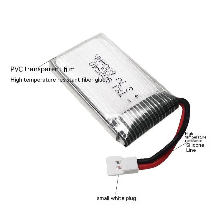 37V 600mAh lithium polymer UAV battery with small white head plug and output board, dimensions 45x25x8mm