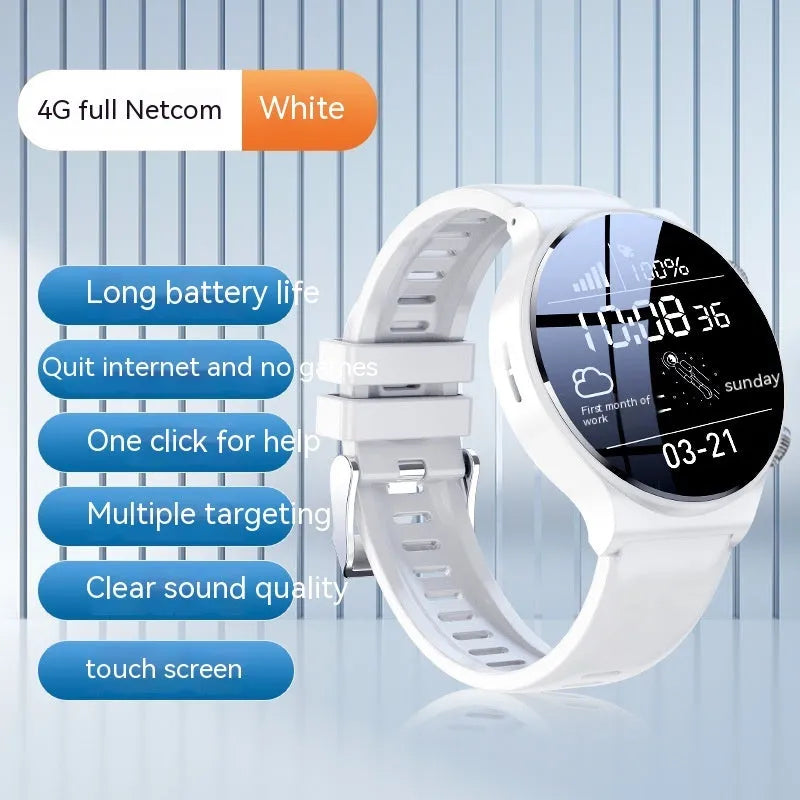 Black or white video smart watch with 1.28-inch display on wrist, showing time and notifications.