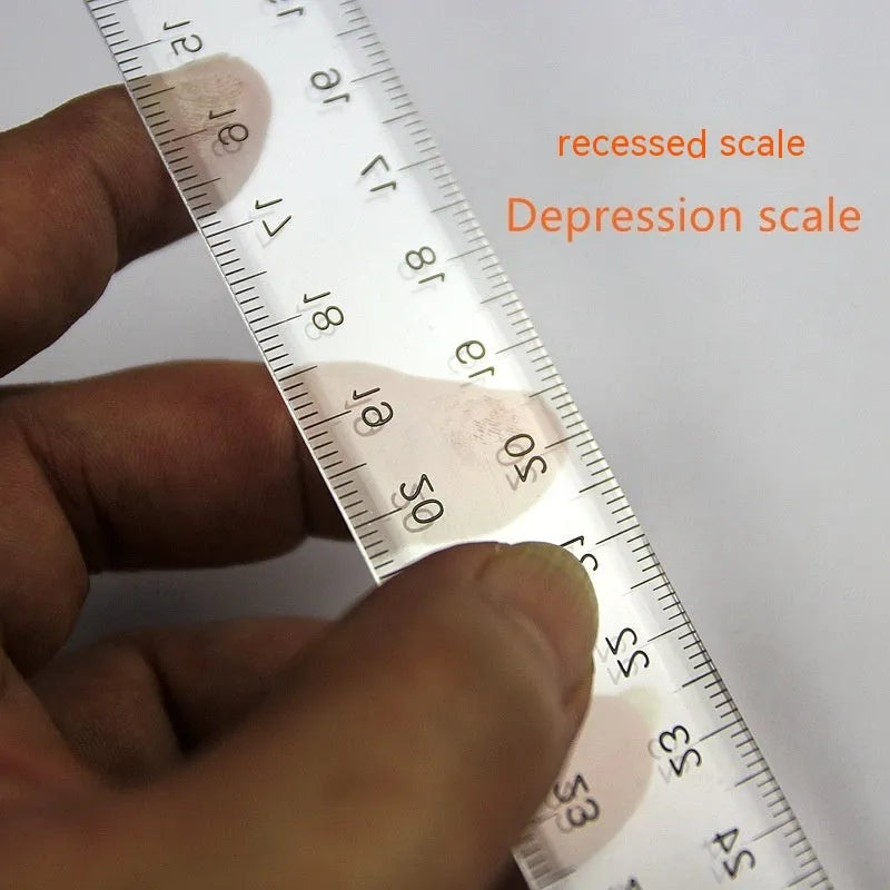30cm plastic T-square ruler with British or metric measurement markings in transparent or orange yellow