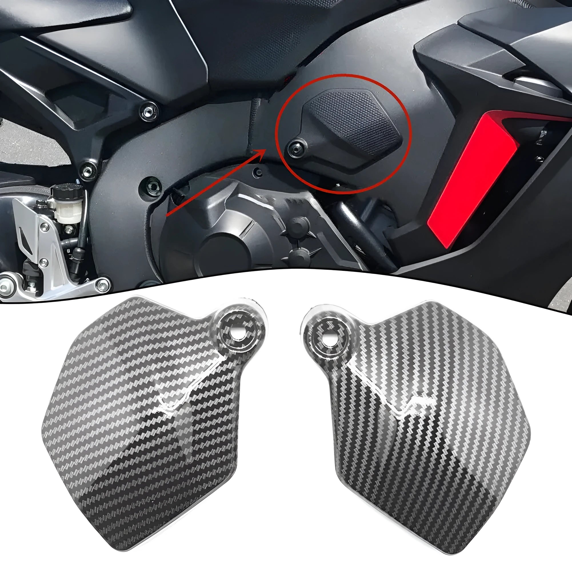Black carbon fibre pattern ABS side fairing covers for Honda CBR1000RR motorcycle