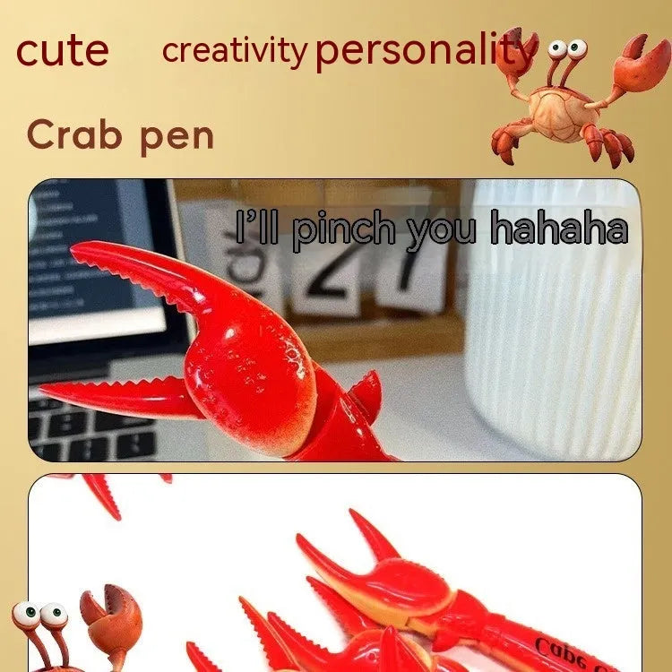 Crab pen novelty ballpoint writing instrument with pressing can clip mechanism