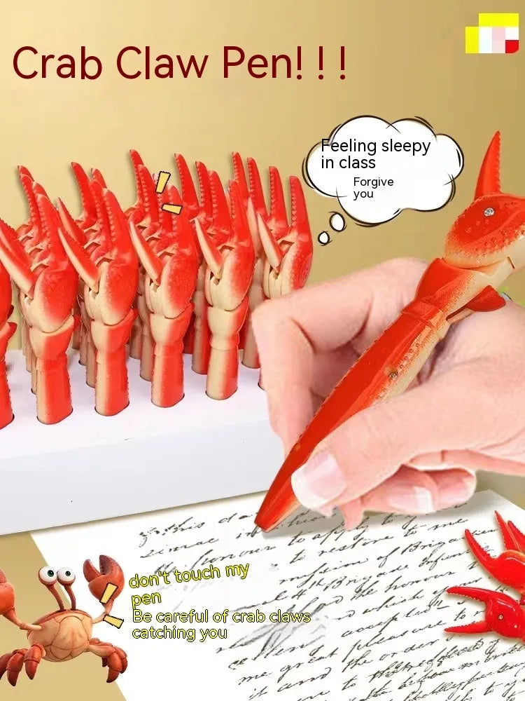 Crab pen novelty ballpoint writing instrument with pressing can clip mechanism