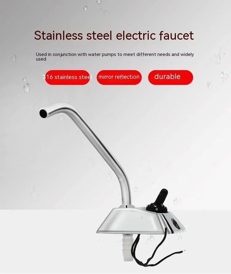 Electronic control RV kitchen faucet with polished stainless steel finish and 9mm plumbing connections