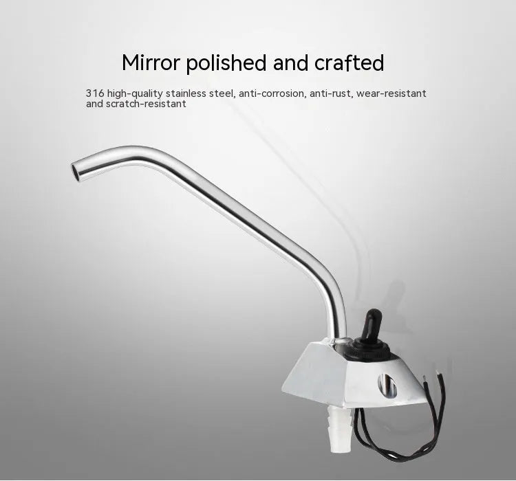 Electronic control RV kitchen faucet with polished stainless steel finish and 9mm plumbing connections