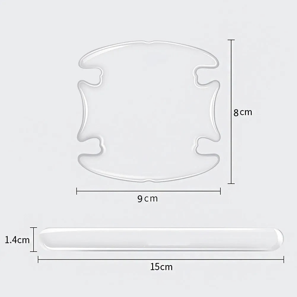 Transparent 3D vinyl car door handle bowl protector stickers, 4 piece set.