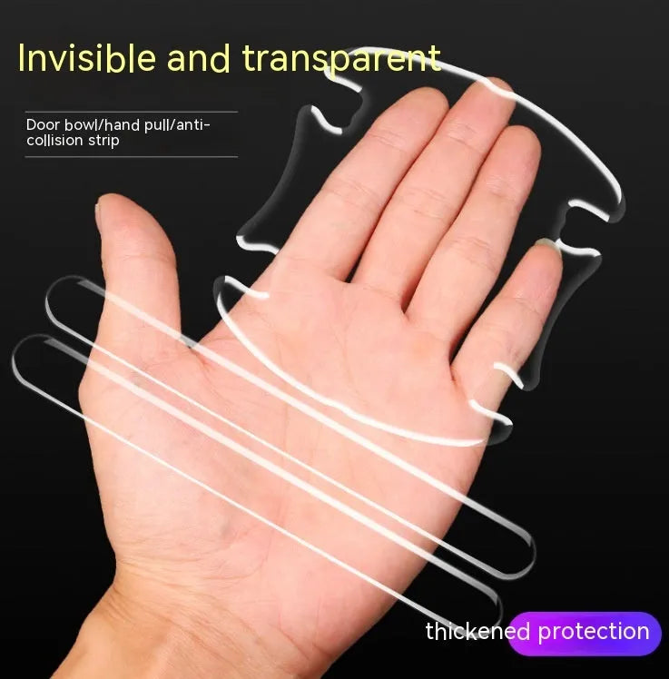 Transparent 3D vinyl car door handle bowl protector stickers, 4 piece set.