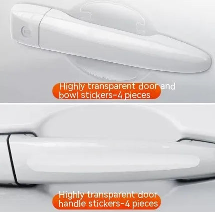 Transparent 3D vinyl car door handle bowl protector stickers, 4 piece set.