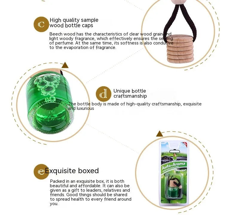Glass bottle car air freshener hanging ornament with 55g fragrance content