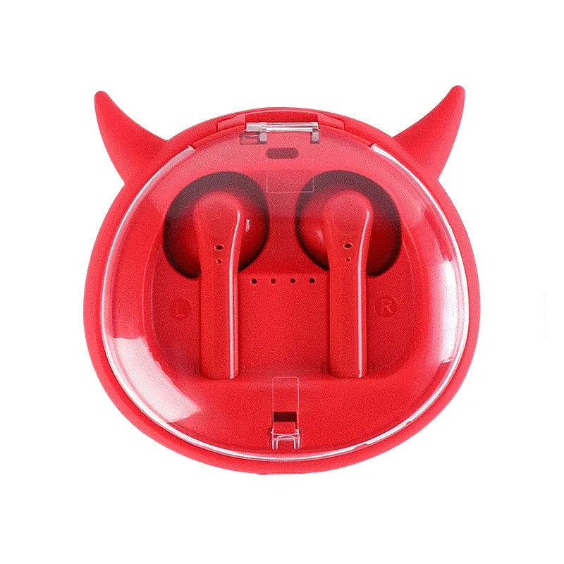 Macaron red TWS 5.0 wireless Bluetooth in-ear headset with charging case