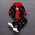 Children's long sleeve clothing set in red or white colours made from polyester and vinylon blend fabric
