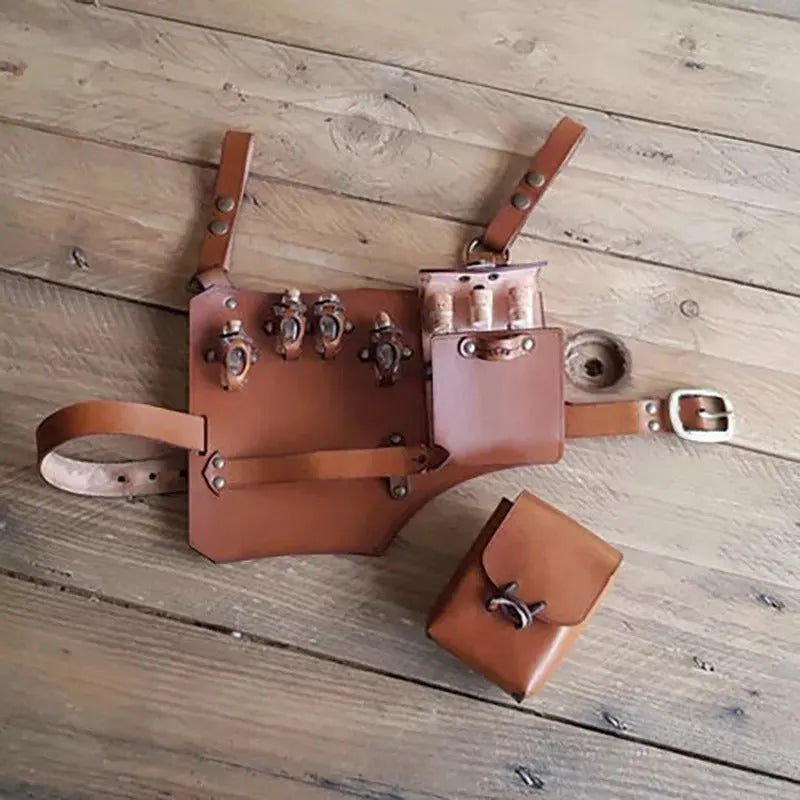 Retro chic unisex PU waist bag medicine pouch for outdoor sports in light brown colour