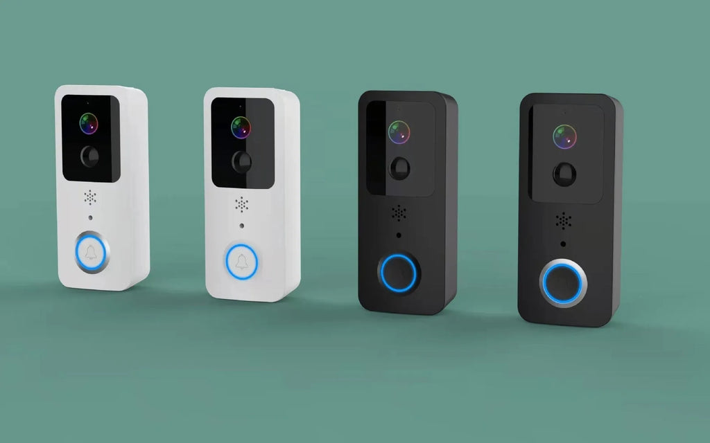 Black and white waterproof smart visual doorbell with camera for remote intercom
