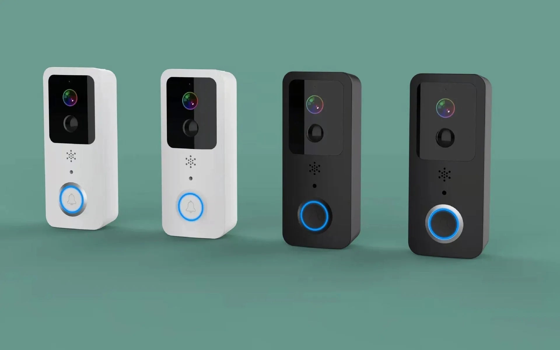 Black and white waterproof smart visual doorbell with camera for remote intercom