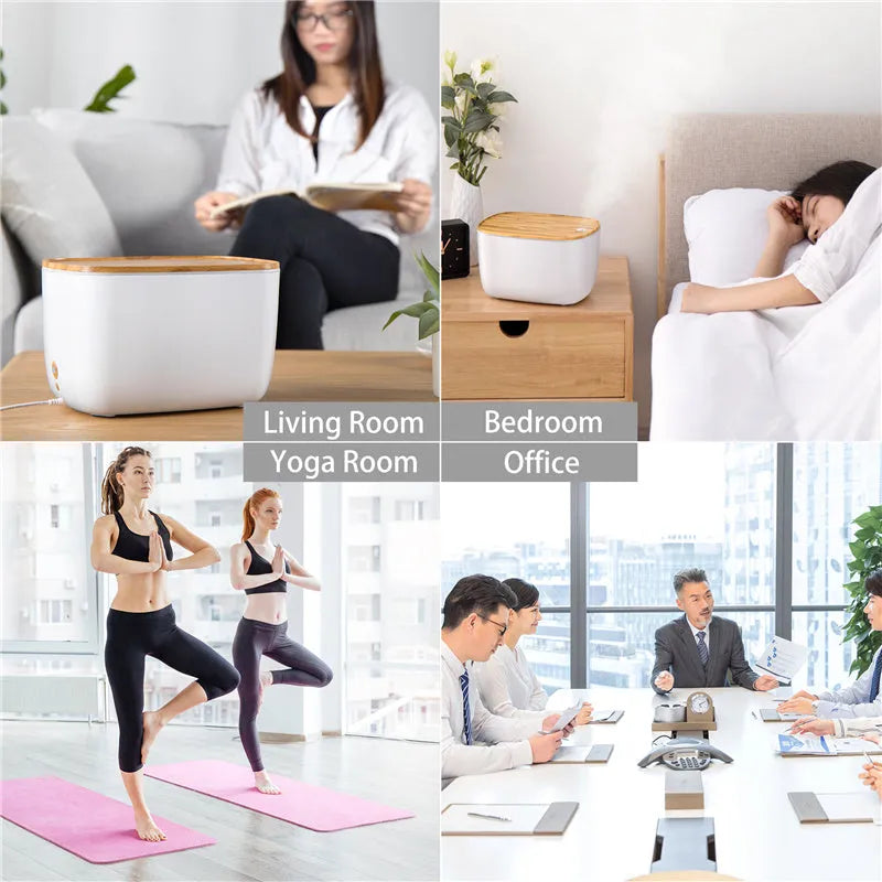 GX-22K white household atomizer humidifier and diffuser with night light on a wooden table