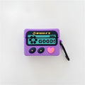Purple retro silicone back cover case for AirPods 1 2 and Pro 3 with hook attached
