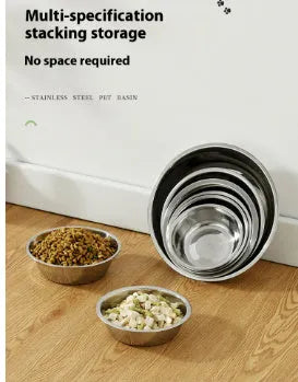 Stainless steel pet bowl for cats and dogs with non-slip design