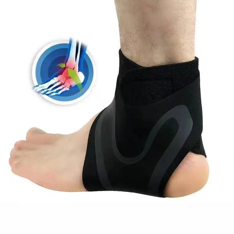 Ankle support brace showing right and left foot sizing options for sports protection