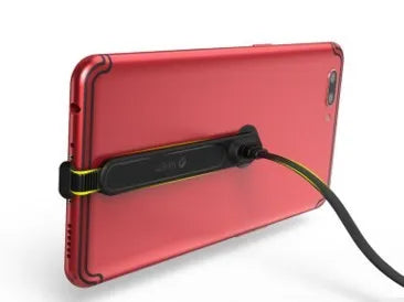 L bend gaming phone cable with 90 degree angle and suction cup attachment for mobile gaming