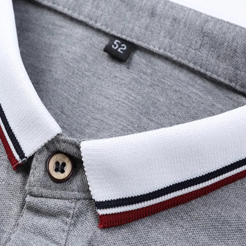 Men's lapel short sleeve T-shirt in 100% combed cotton with geometric collage print, black colour option
