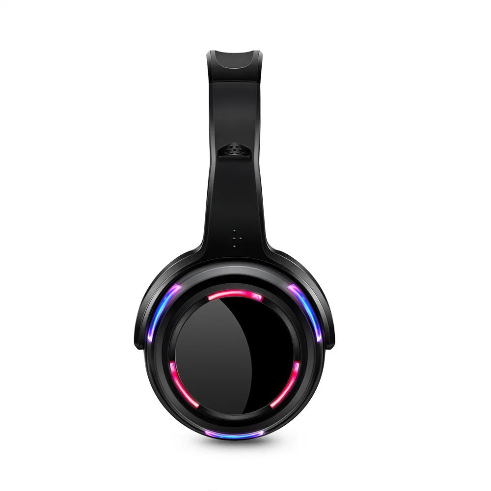 Black silent disco wireless headphones with 40mm drivers and a 3.5mm plug on a 3-metre cable.