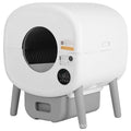 Automatic cat litter box with waste storage compartment and cleaning brush
