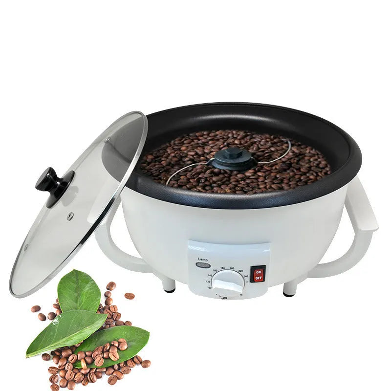 White coffee bean roasting machine with 750g capacity and 1200W power rating