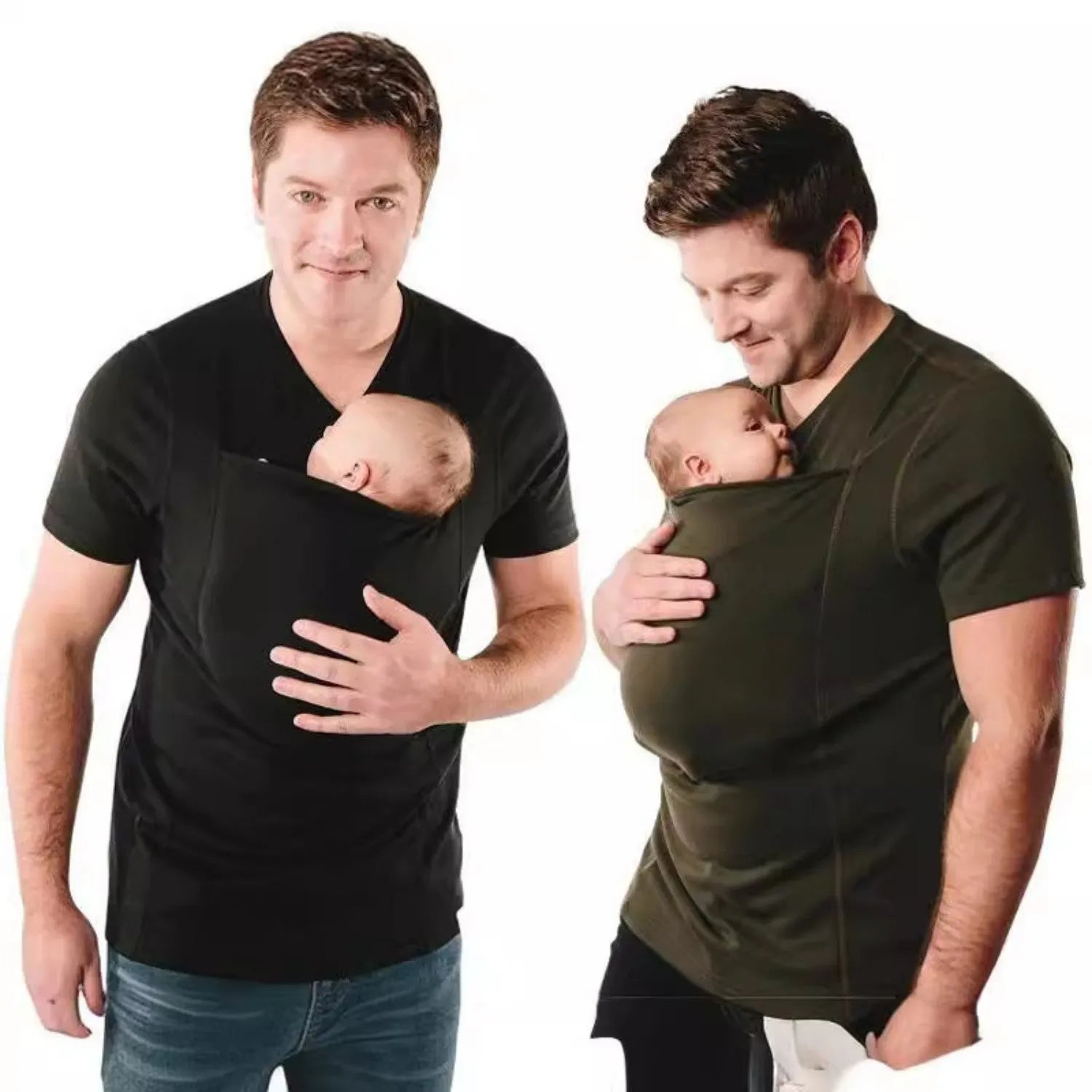 Cotton loose fit round neck t-shirt in black green grey solid colours