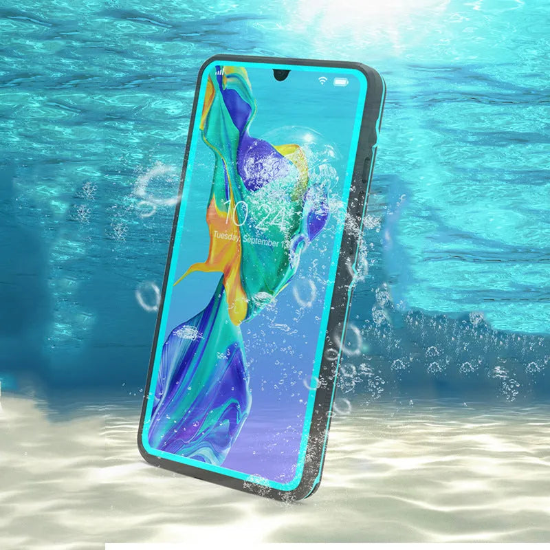 Huawei P30 series anti-drop phone case with wave point pattern in black or blue