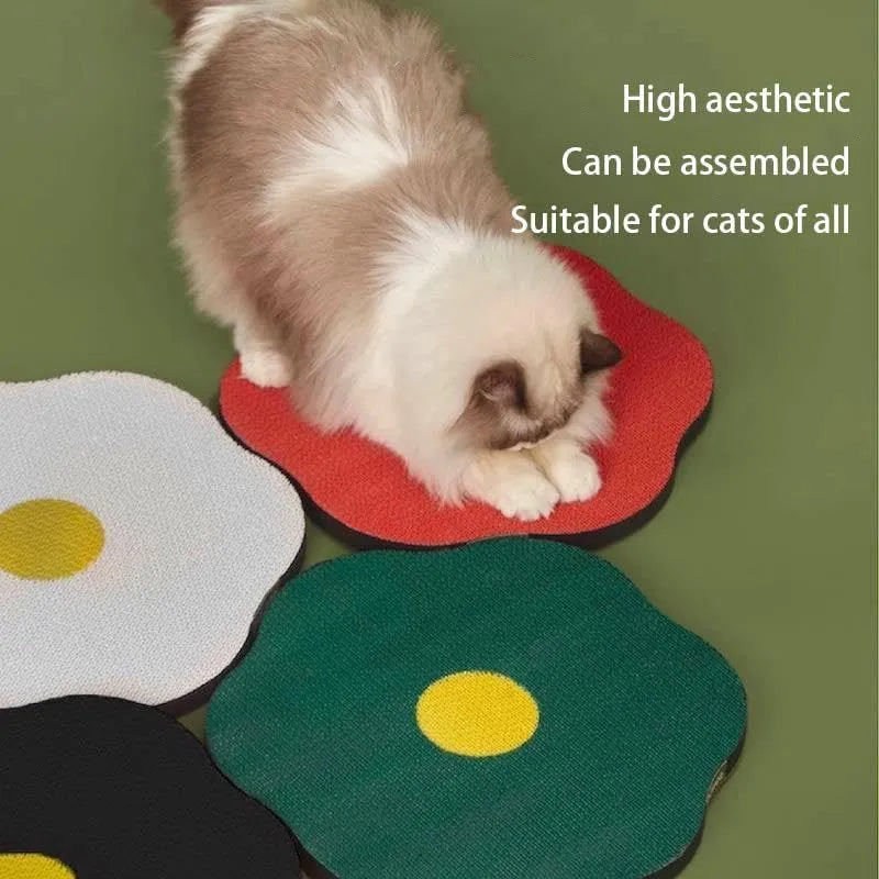 Wall-mounted grey cat scratching board with corrugated surface measuring 40x37.3cm
