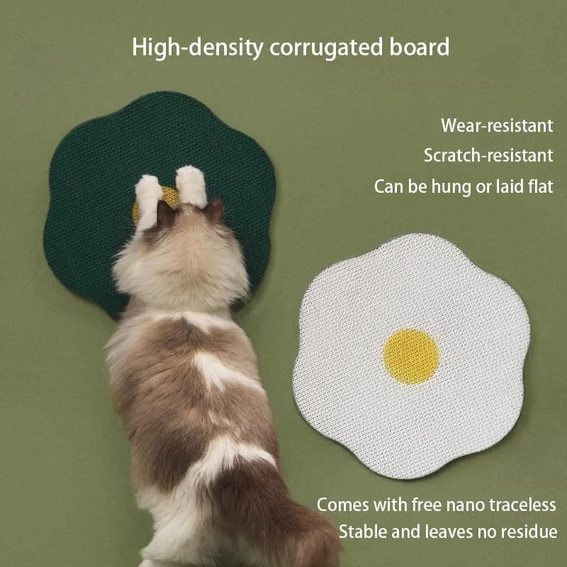 Wall-mounted grey cat scratching board with corrugated surface measuring 40x37.3cm
