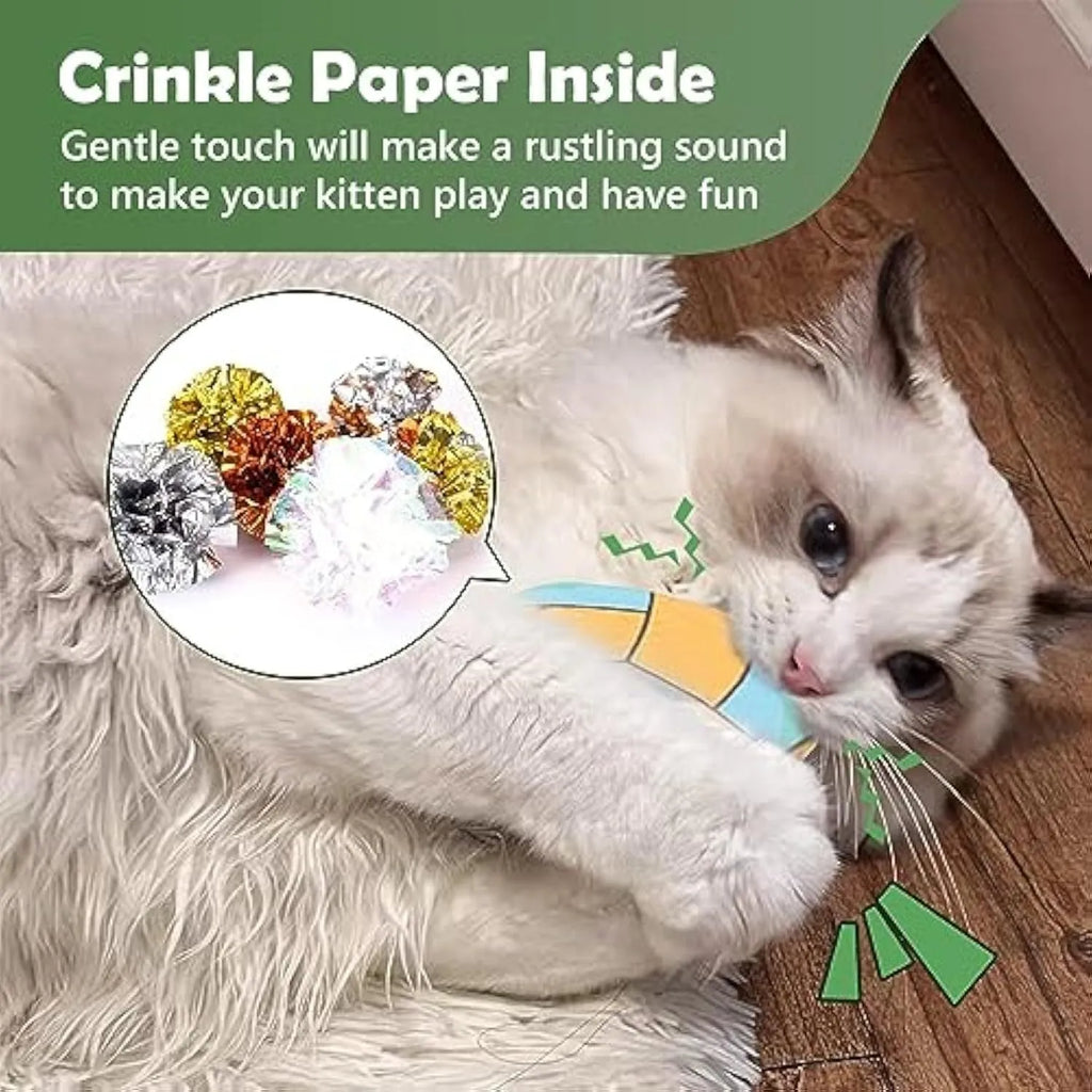 Cat toy disc with sports ball pattern measuring 5cm containing catnip and crinkle material
