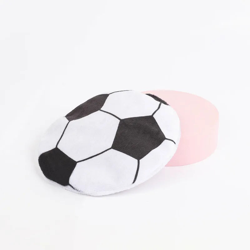 Cat toy disc with sports ball pattern measuring 5cm containing catnip and crinkle material