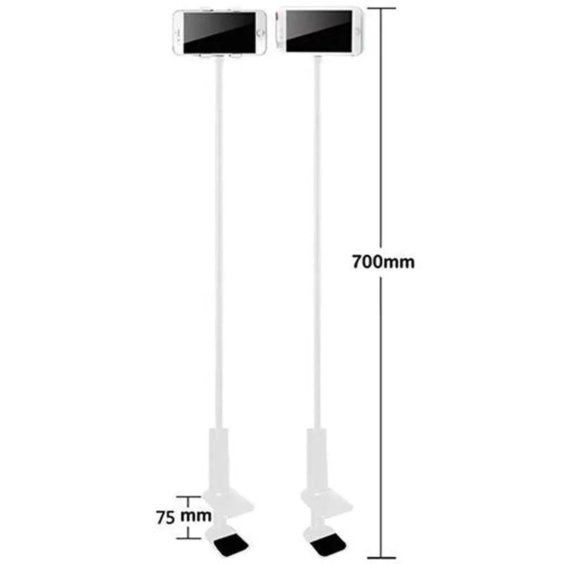 Flexible mount holder with bendable arm and suction base holding tablet at angle