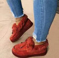 Women's indoor winter shoes with a velvet cotton upper and a textured rubber sole.