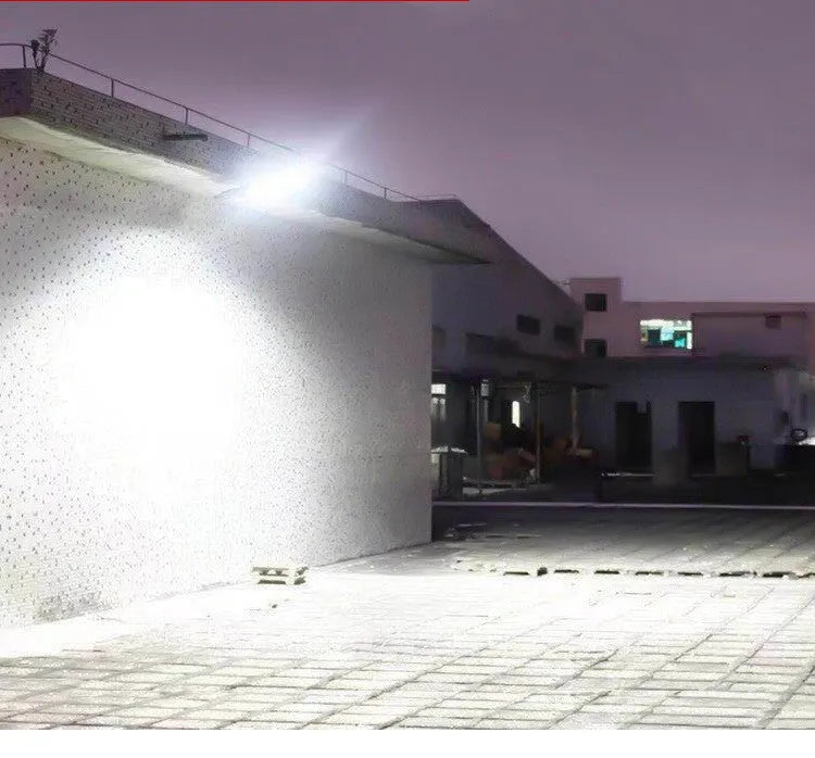 Black solar motion sensor light for outdoor security with IP65 waterproof rating