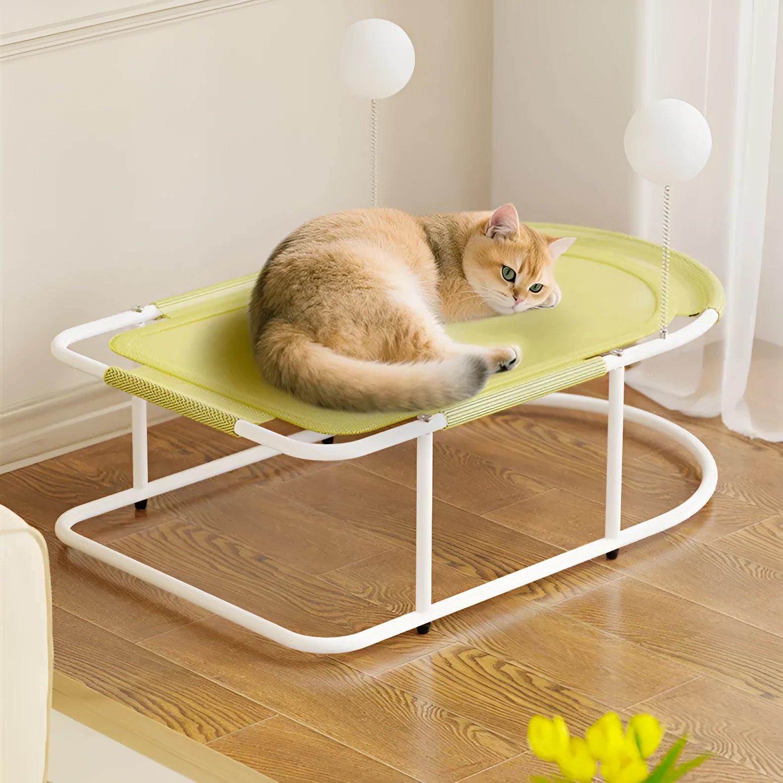 Large grey fabric cat kennel with breathable sides on a bracket frame.