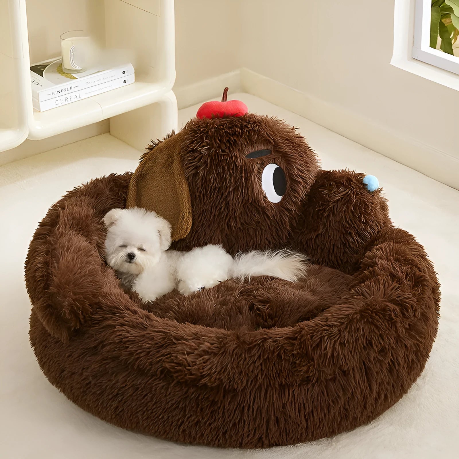 Plush sofa bed for small dogs and cats in M and L sizes with raised edges