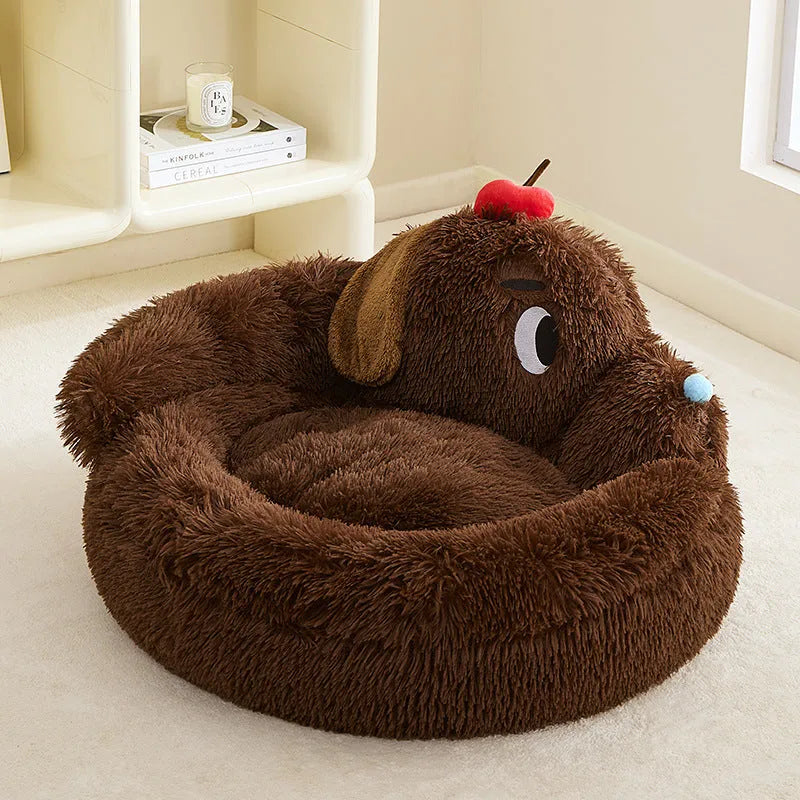 Plush sofa bed for small dogs and cats in M and L sizes with raised edges