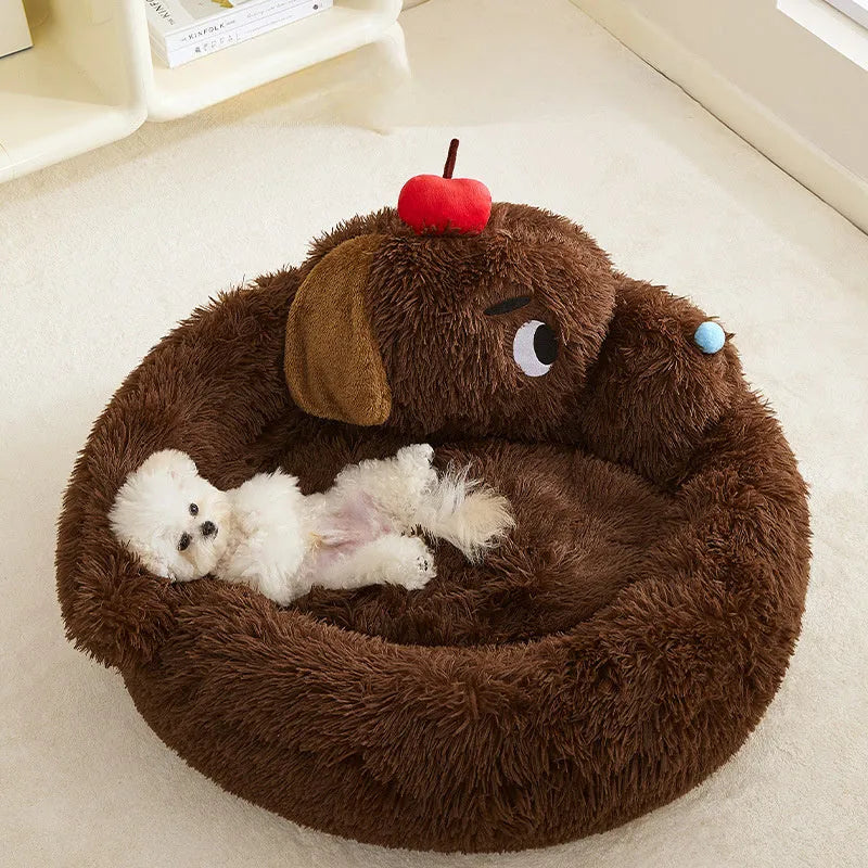 Plush sofa bed for small dogs and cats in M and L sizes with raised edges