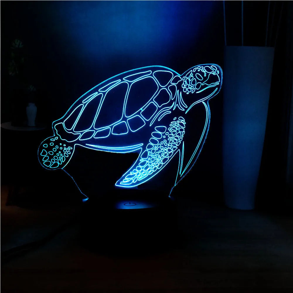 3D acrylic turtle-shaped LED night light with colour changing remote control