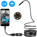OWSOO USB endoscope with 7mm camera, 5m cable, hook, magnet, and side mirror for phone and PC inspections